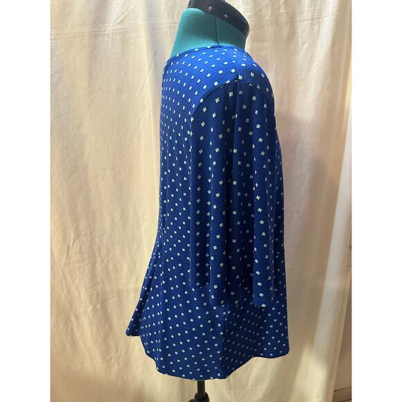 Liz Claiborne Blue Geometric Print Wrap Top | Size M - Picture 10 of 13